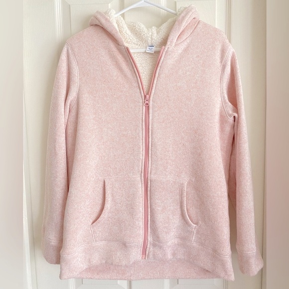 Old Navy 16 PLUS Full Zip Jacket Hoodie Sherpa Lined Sweater Knit PINK - Picture 5 of 7
